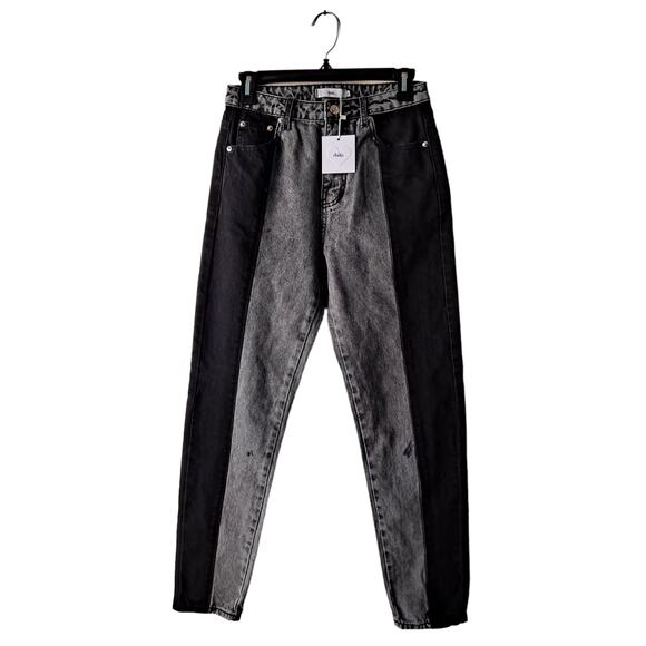 Adika Black & Gray Colorblock Cotton Straight Leg Jeans Pants Womens Size S(NWT) - Picture 1 of 16